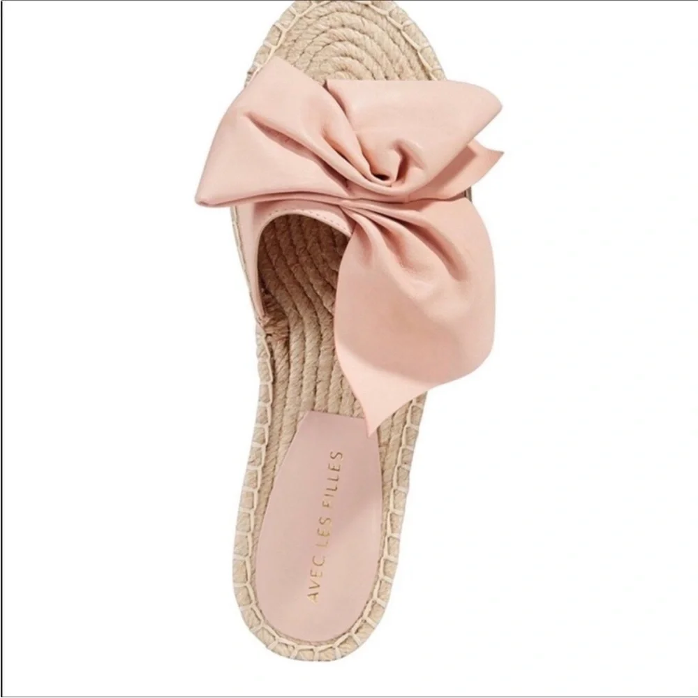 Avec Les Filles Gemma Espadrille Slides Sandal Shoes Pink Pale Peach Flower 10