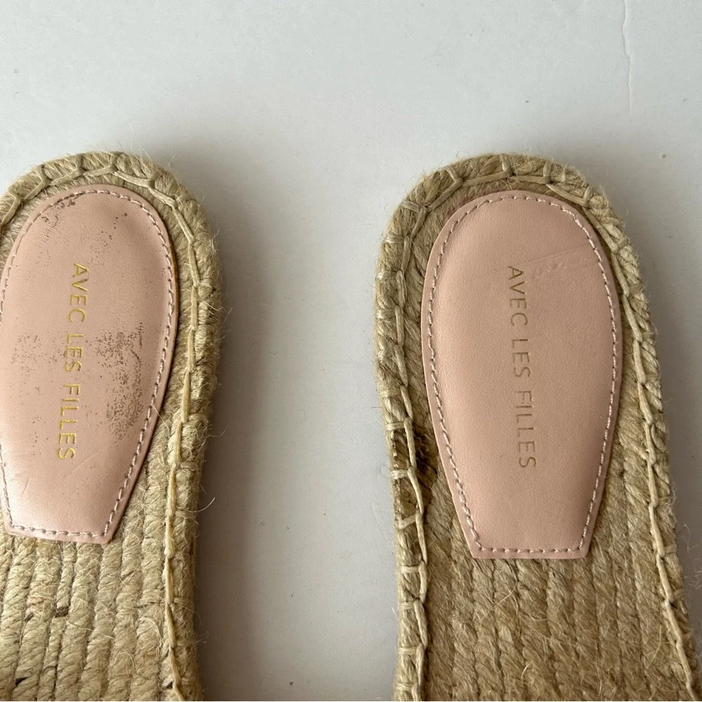 Avec Les Filles Gemma Espadrille Slides Sandal Shoes Pink Pale Peach Flower 10
