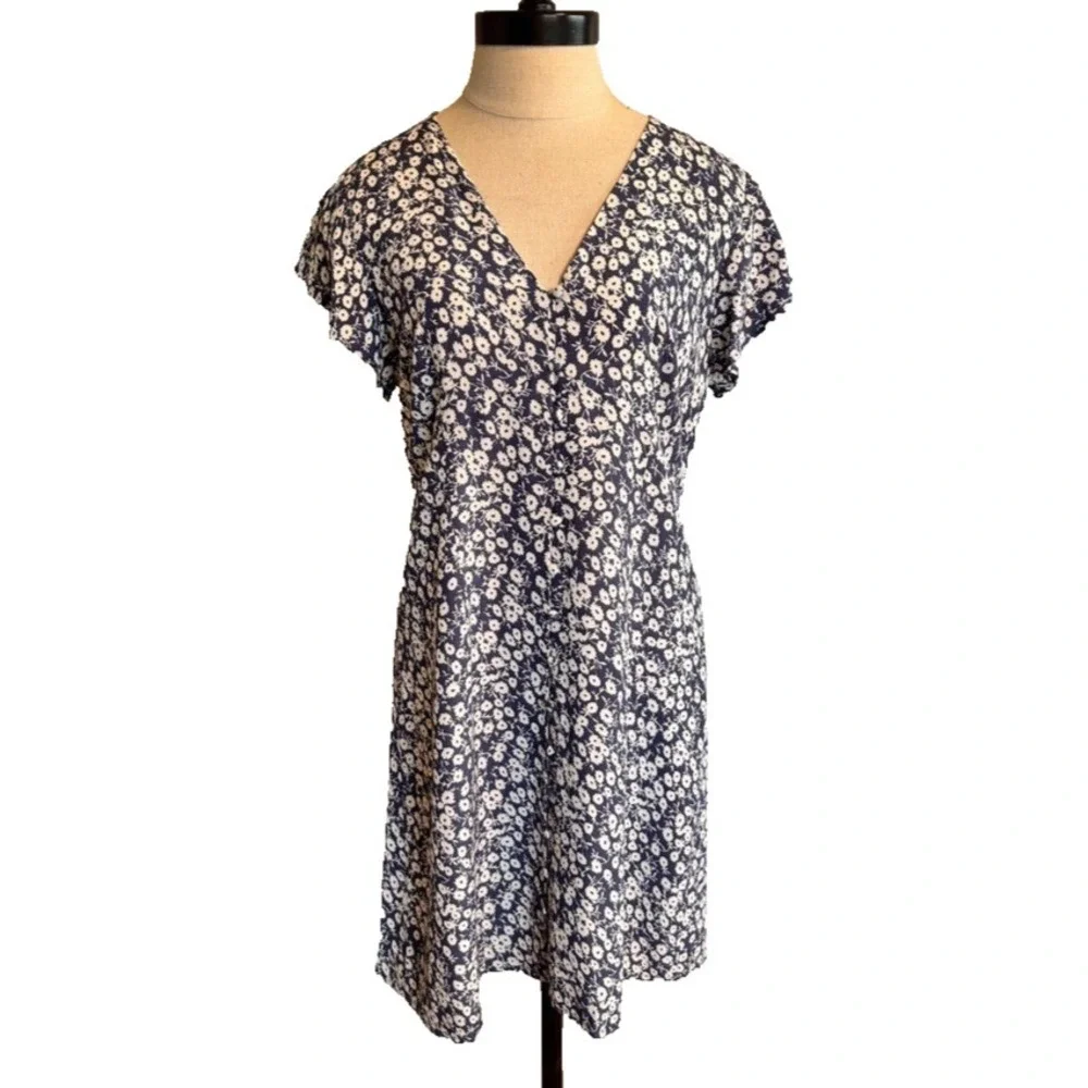 Rails HELENA Mini Floral Dress XS Navy Camellia Summer Flutter-sleeve Minidress