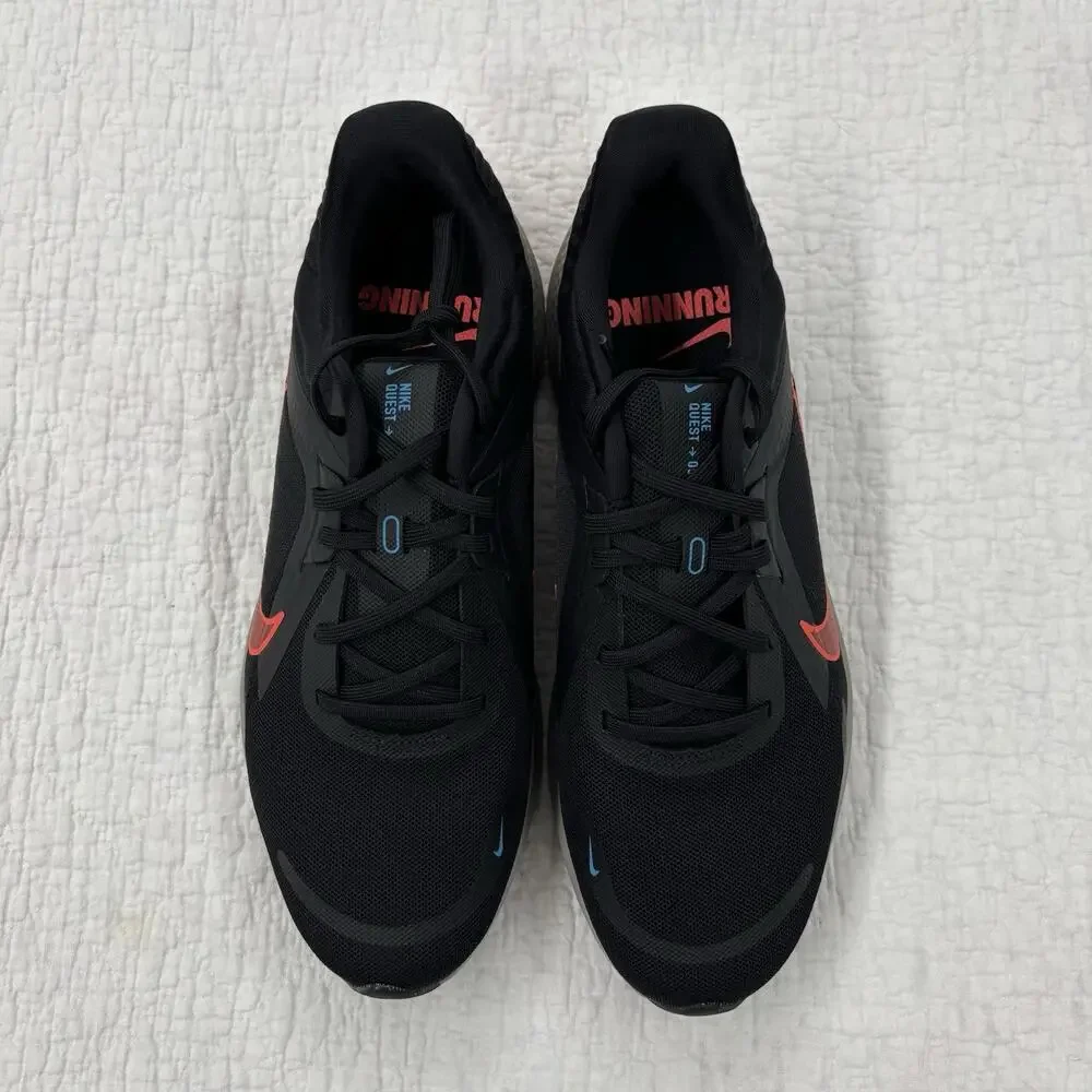 Nike Quest 5 Men’s Size 9.5 Black Bright Crimson Running Shoes