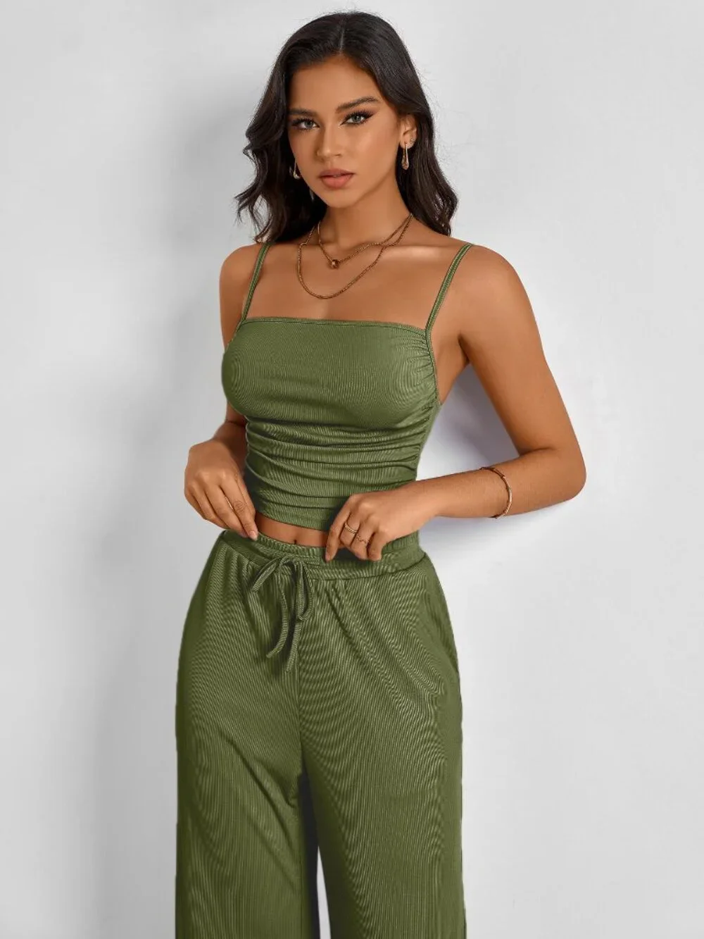 Unbranded paired cami olive