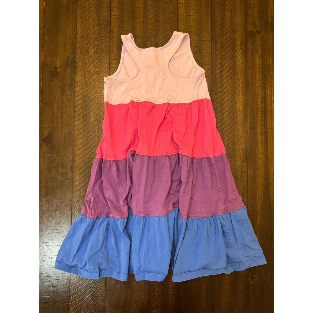 Hanna Andersson Girl Size 8 Colorblock‎ Tiered Dress Pink Purple Blue Sleeveless