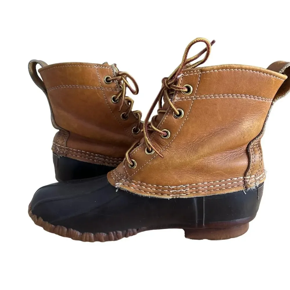 LL Bean Boots Womens 6 Brown Leather Thinsulate Maine Hunting Shoe Duck Vintage