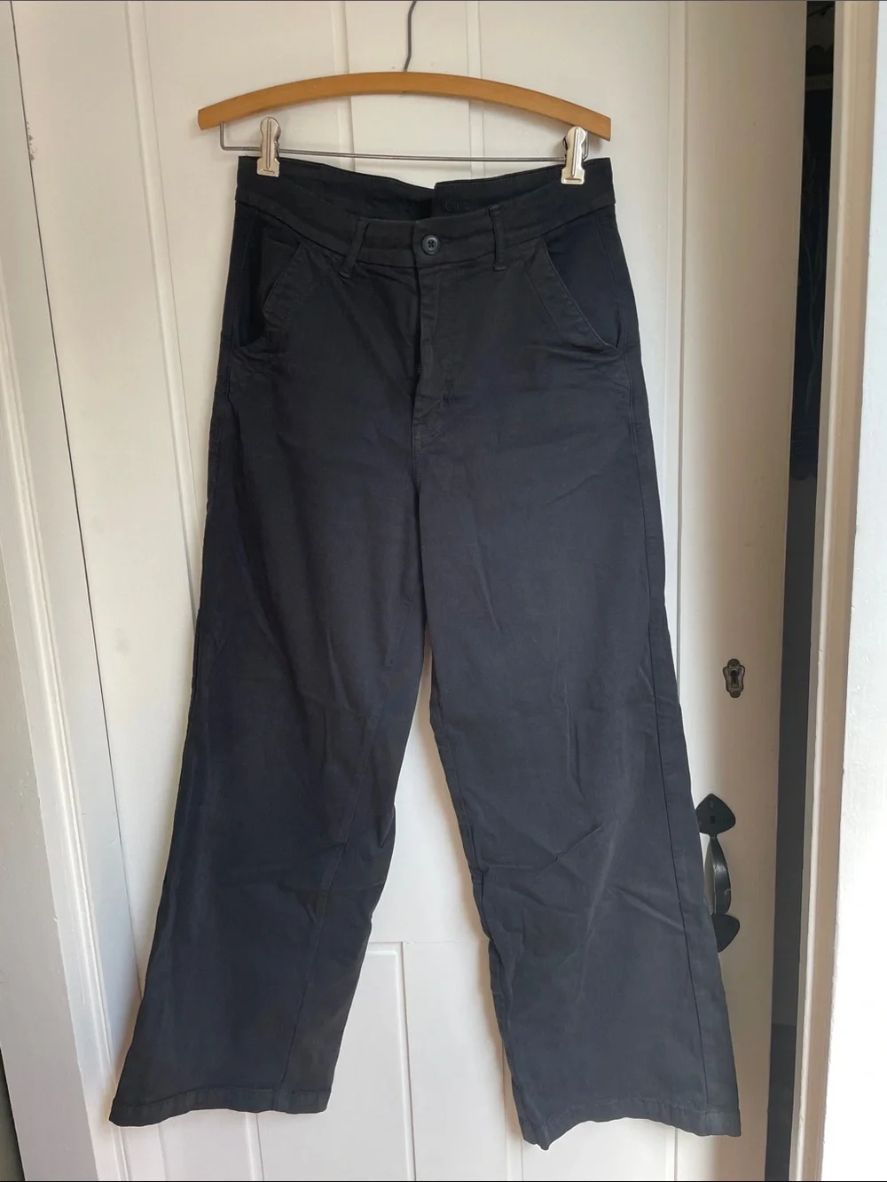 American Eagle Outfitters dark navy Wide-Leg khakis