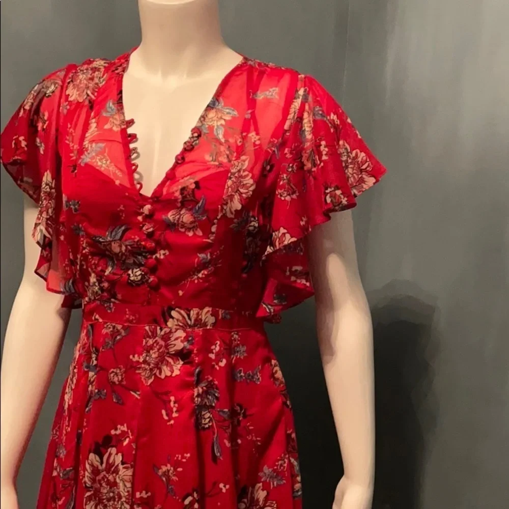 Anthropologie red sheer
