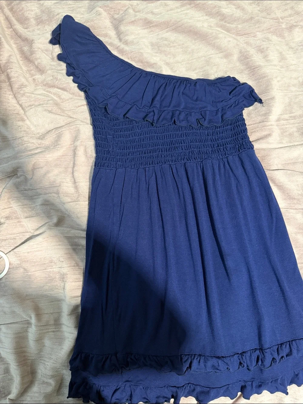 Wish Navy Blue Smocked Tube Dress