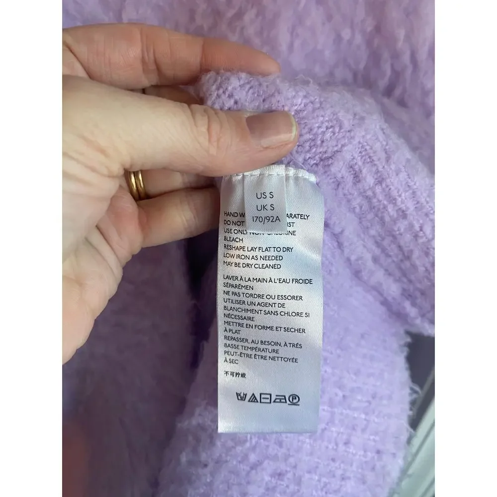 Anthropologie Simone Oversized Fuzzy Purple/Lavender V-Neck Sweater-Size S