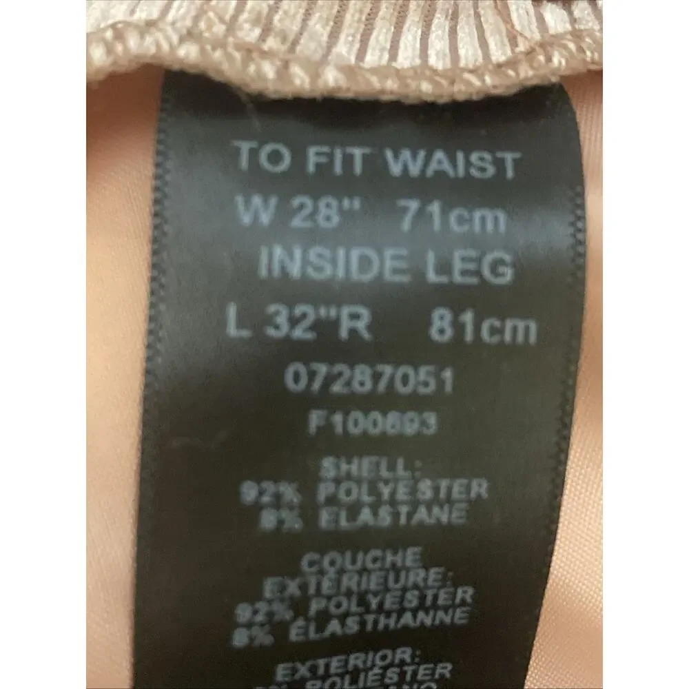 Asos Stretch Courduroy Unisex Beige Pants With Chevron Design Size 28