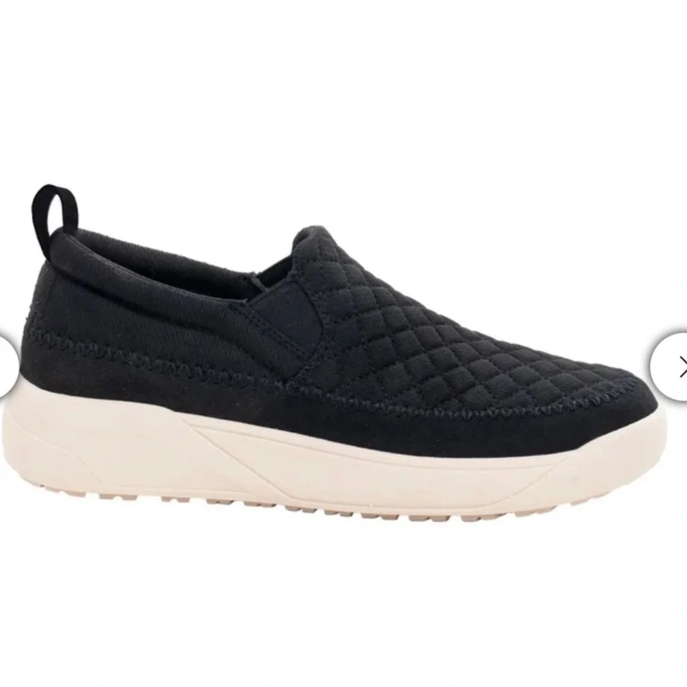Women's Black Quilted Slip-On Sneakers