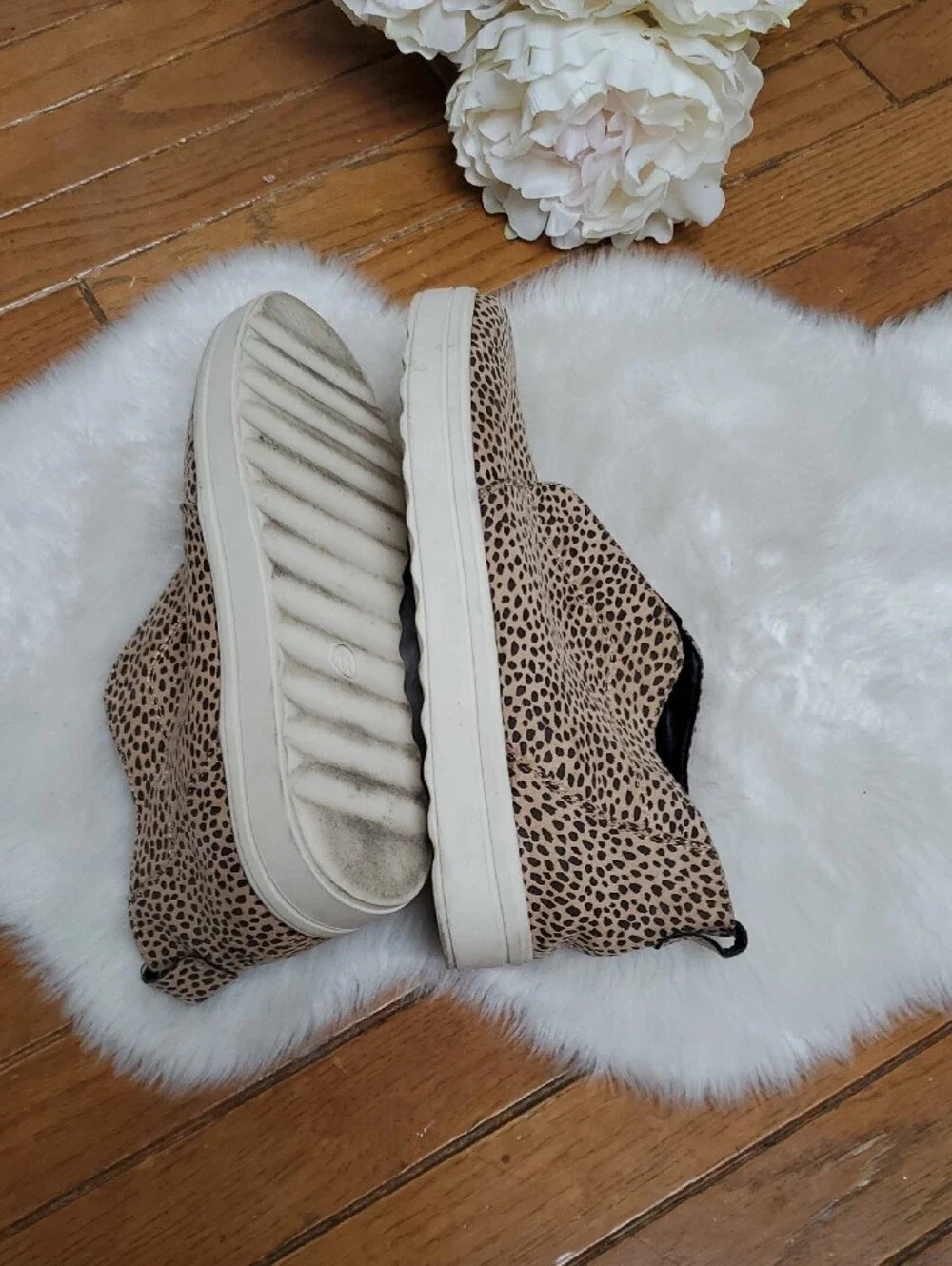 Universal Thread Leopard-Print Slip-On High Tops in Tan and Black