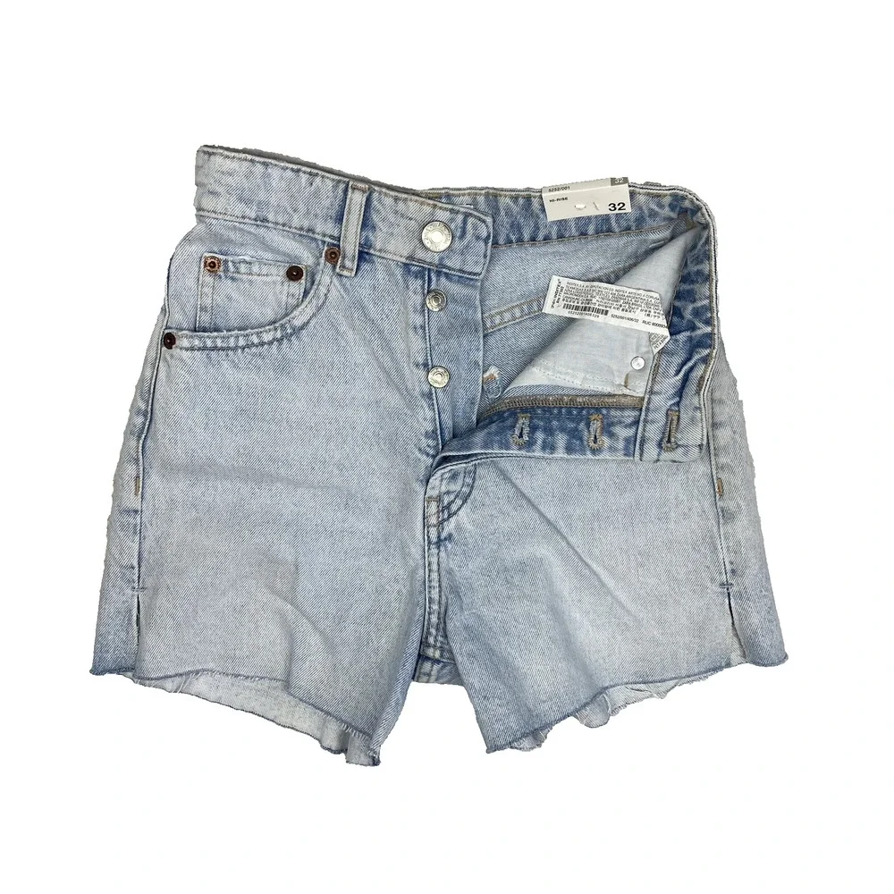 Zara Jean Shorts Womens 00 NEW High Rise Lightwash Casual Beachy Summer Denim