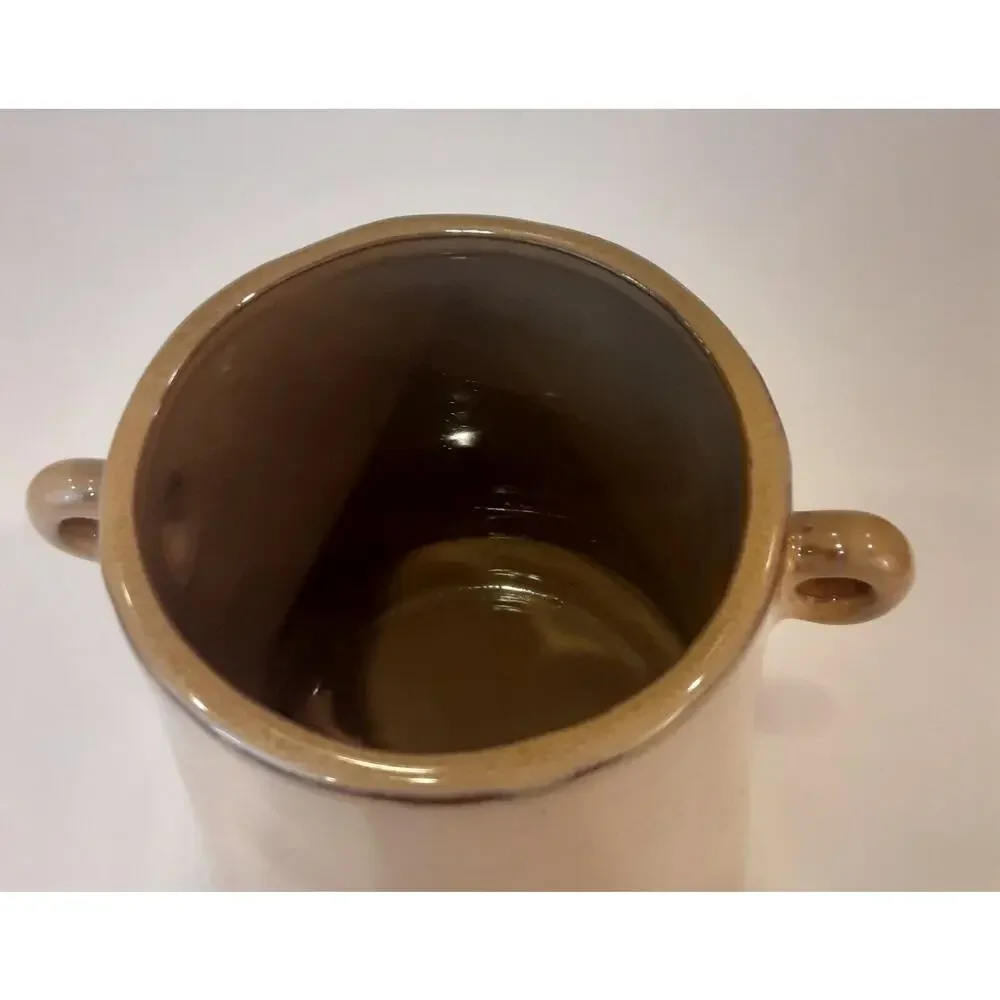 Stoneware Vase/ CrockDistressed Rim Masculine Mixed Decor