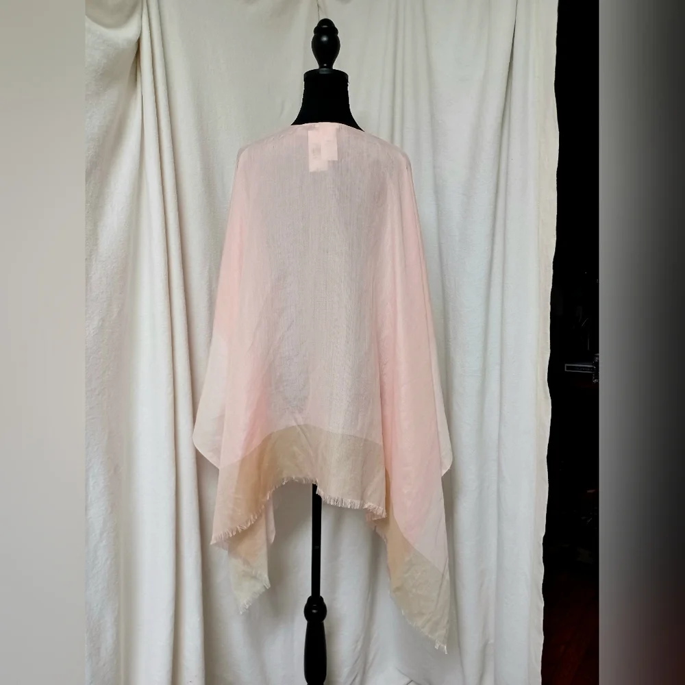 NWT Banana Republic Factory Peach Blush Multi Silk-Ramie Poncho One Size