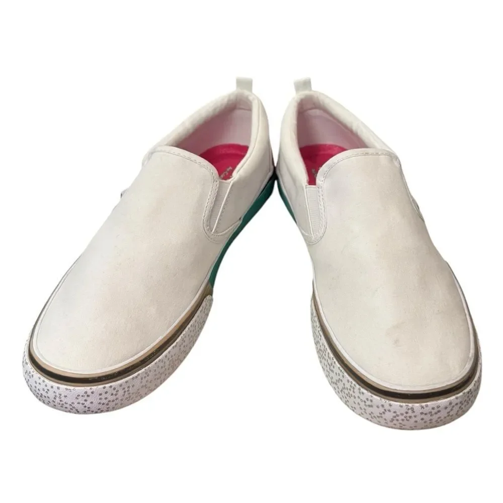 Skechers Sparked Low-Top White Canvas Women's Slip-on Sneakers 9