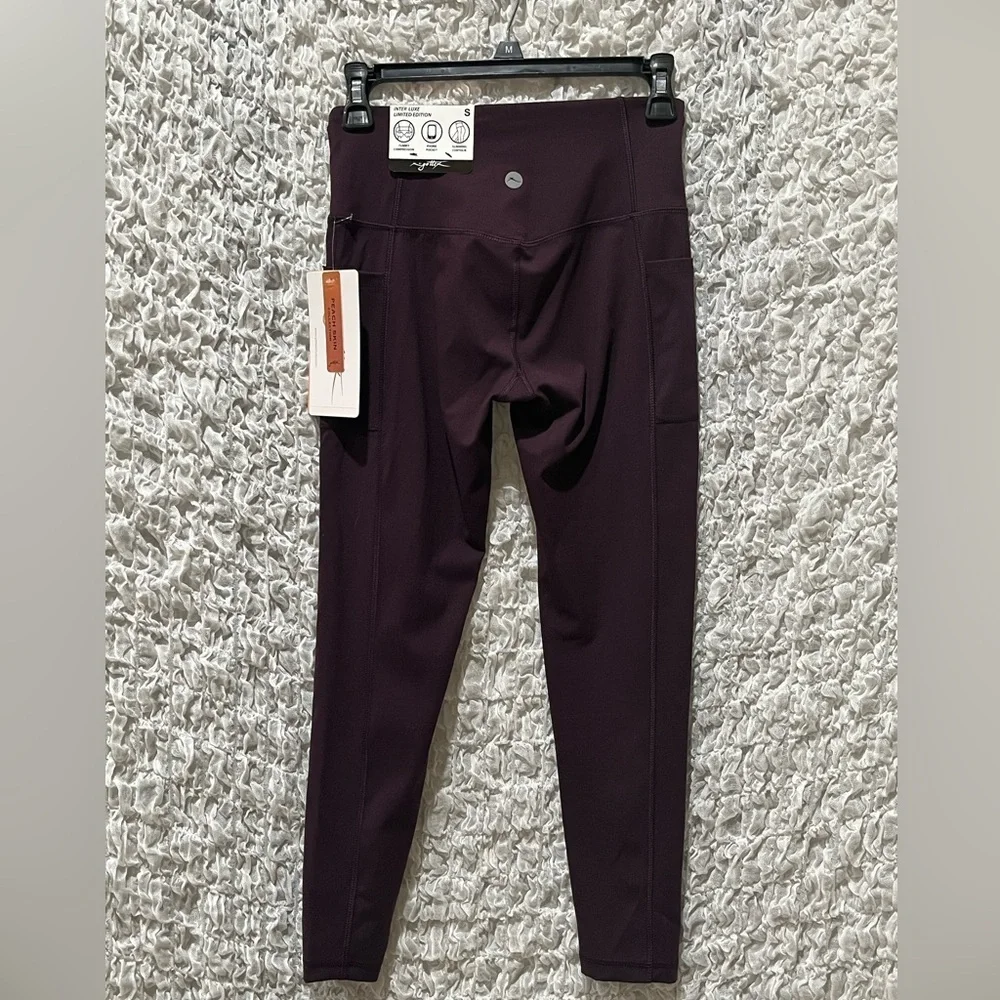 X BY GOTTEX Chic Plum High-Waisted Leggings, PEACH SKIN COLLECTION, SIZE S