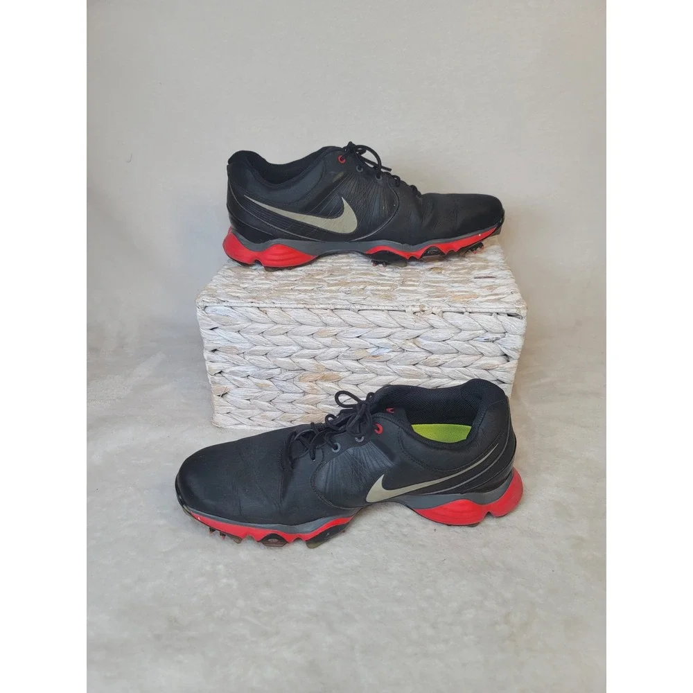 Nike Lunar Control II Golf Shoes Black Activewear 628574-003 Mens 9.5 Spiked