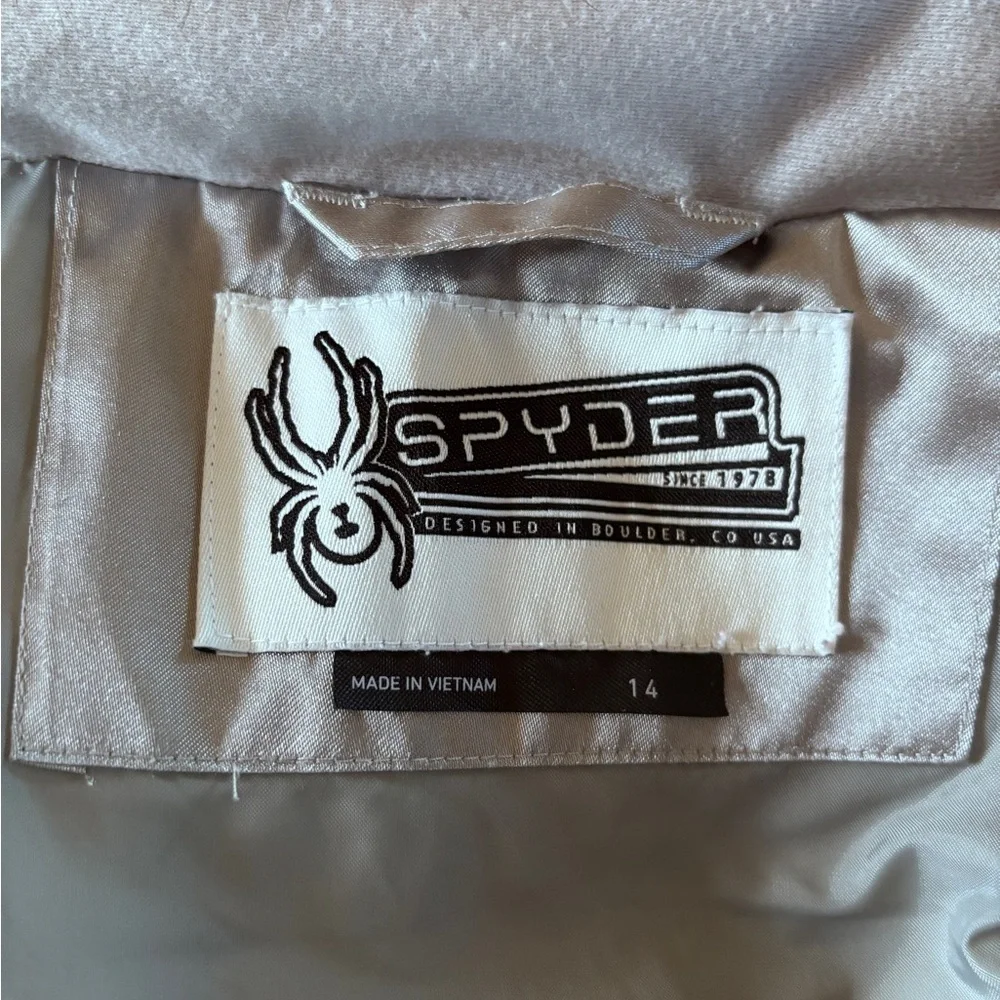 Spyder Silver Puffer Jacket Faux Fur Hooded Coat Juniors 14