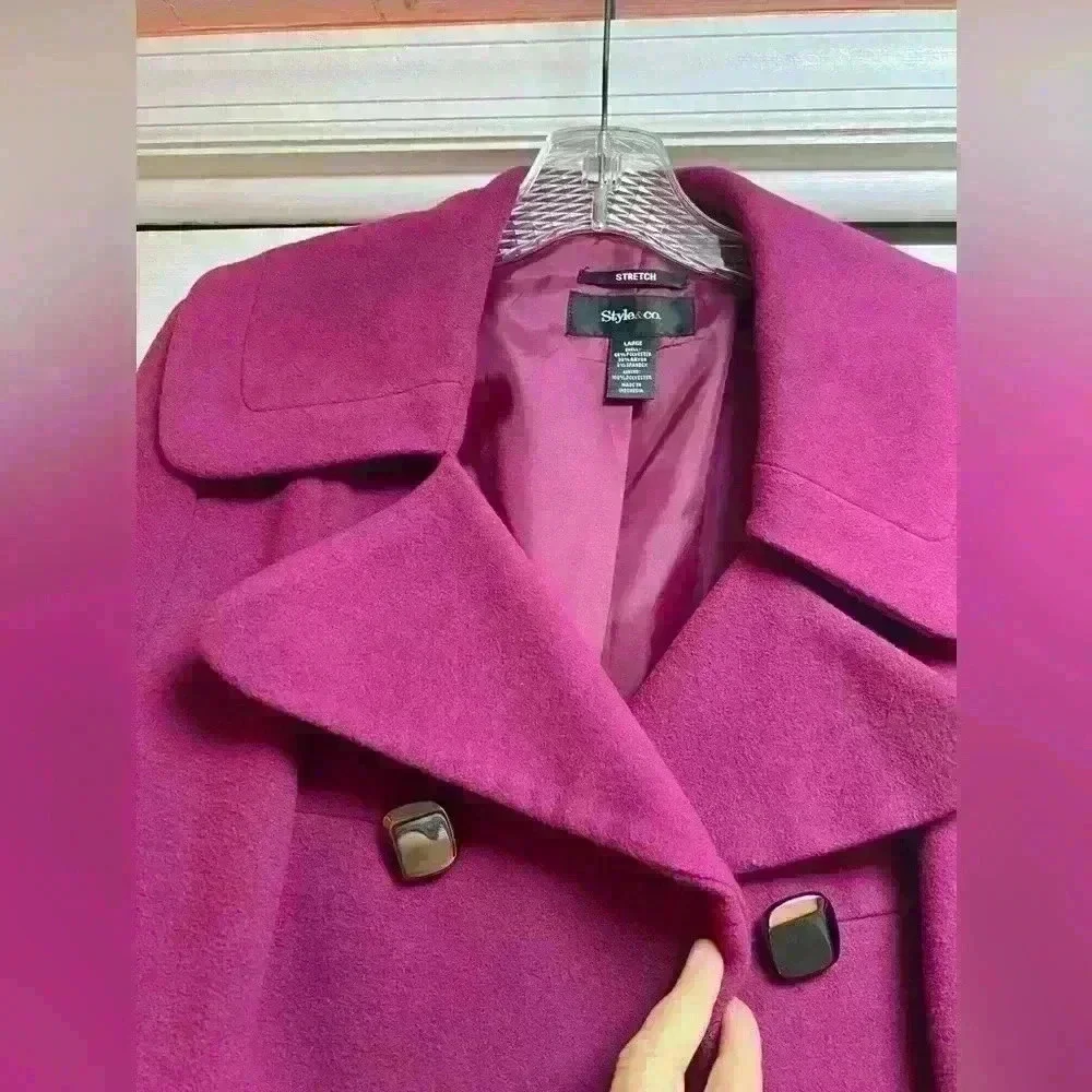 In Perfect condition Style & Co. Purple Double Breasted Button women Jacket SZ L