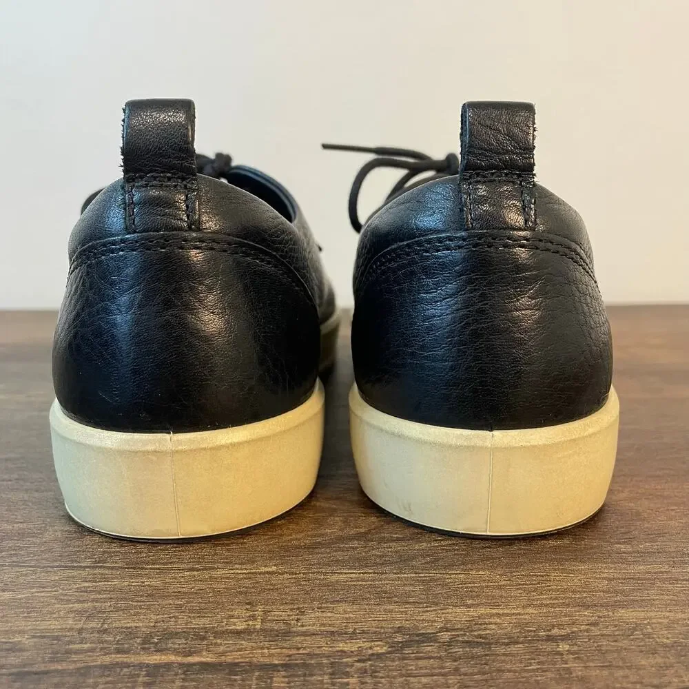 ECCO Soft 7 Sneakers Womens EU 38 US 7 7.5 Black Leather Comfort Walking