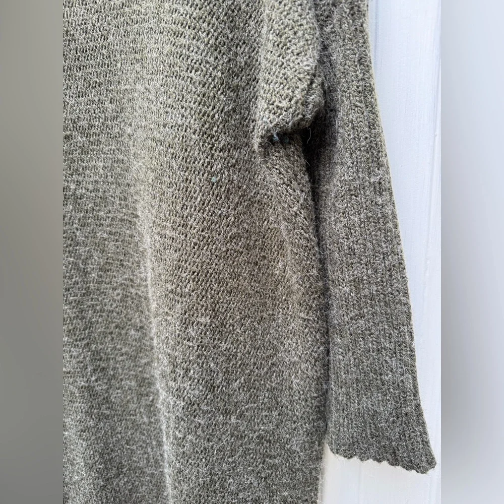 PPLA Haywood Fringe Sweater Tunic Olive Sage Green 3/4 Sleeves womens size M / L