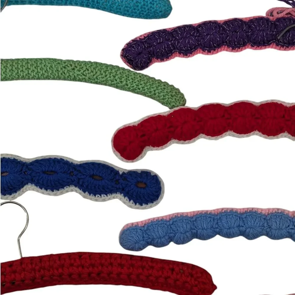 SALE! Lot 20 Vintage 1970's Padded Crocheted GRANNY CLOTHES HANGERS ~ Retro Yarn