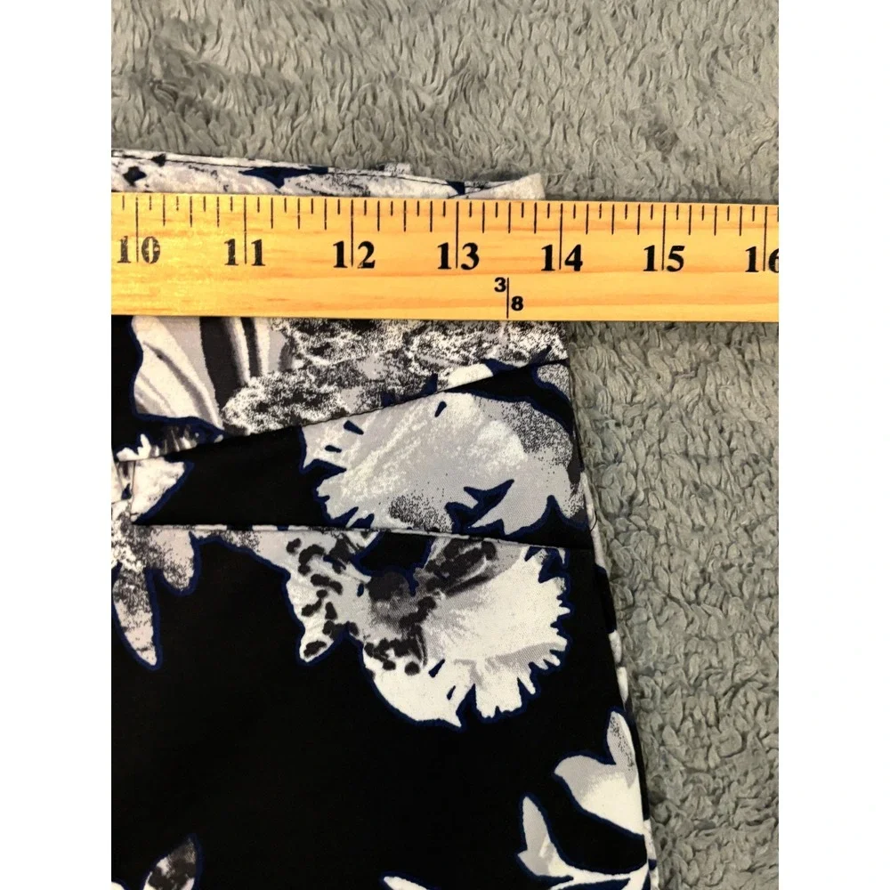 Lord & Taylor Kelly Ankle Pants Womens 0 Black White Floral Stretch Cotton Slim