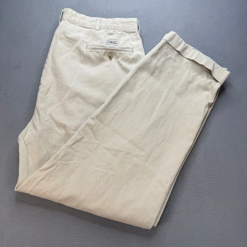 VTG Polo Ralph Lauren Chino Pants Andrew Pant 38x32 (FIT 36x30) Khaki Pleated P