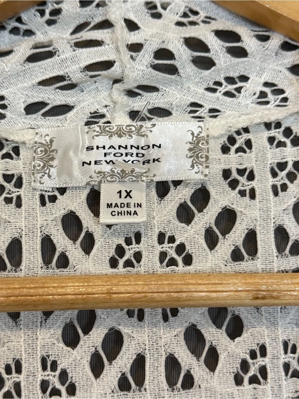Shannon Ford New York Lace Crochet Duster Cardigan Cover Up White 1X