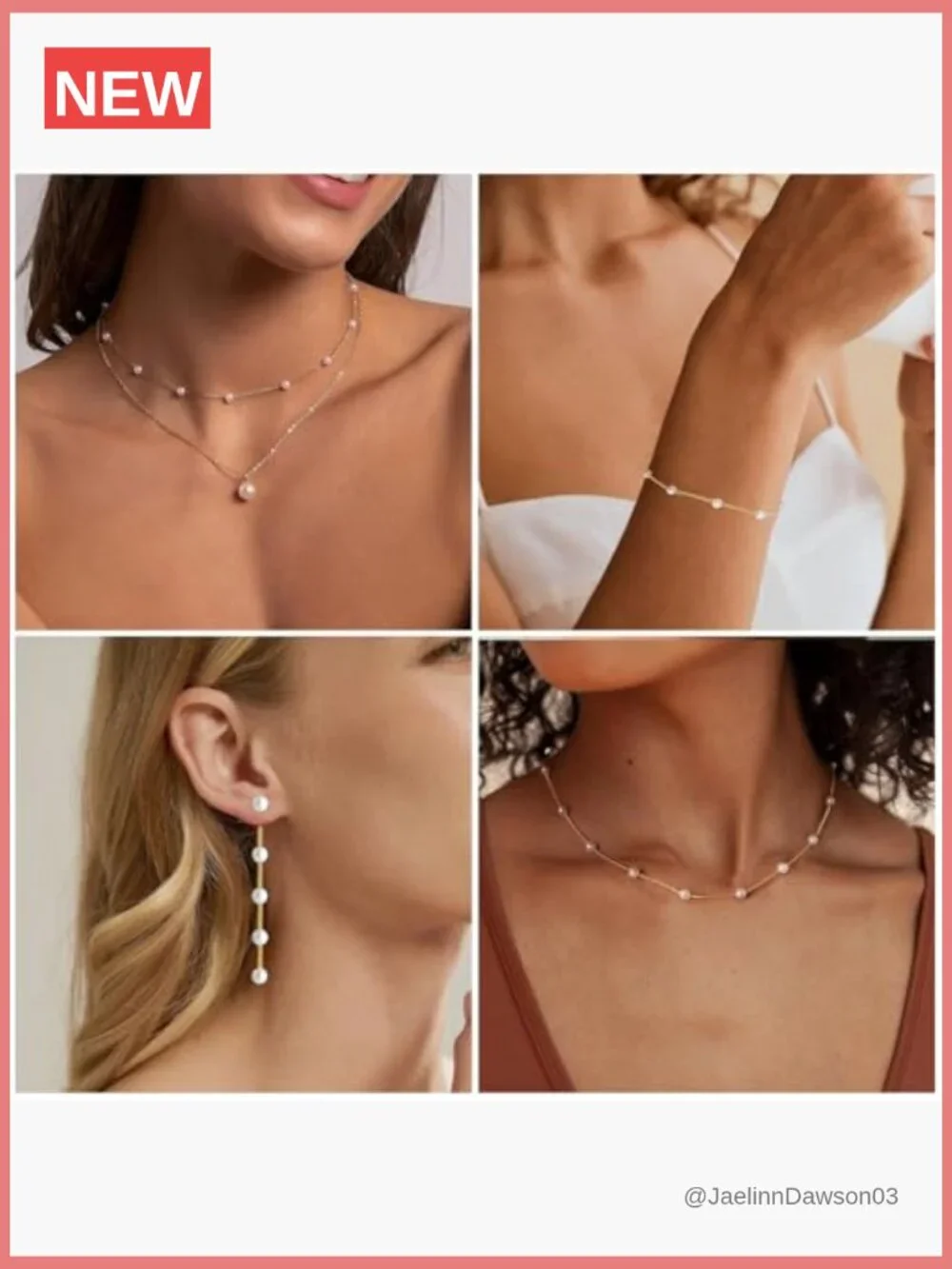 Women's Dainty Gold Pearl Choker Necklace Earring Bracelet Set