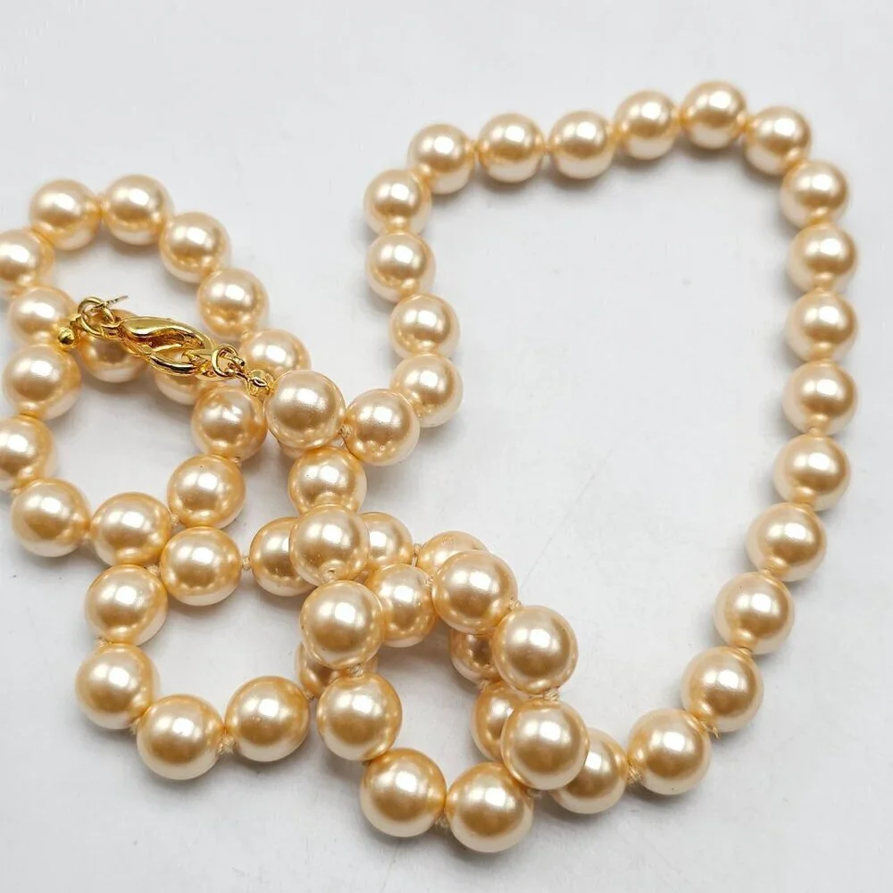 Joan Rivers Champagne Faux Pearl Beaded Necklace 27