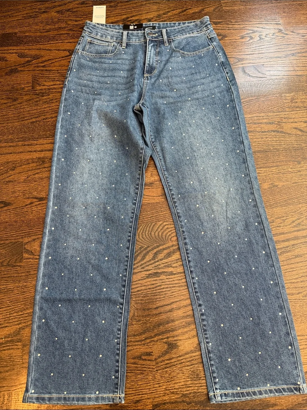 Woman’s  rhinestone express size 8 Medium wash Blue Bootcut Jeans