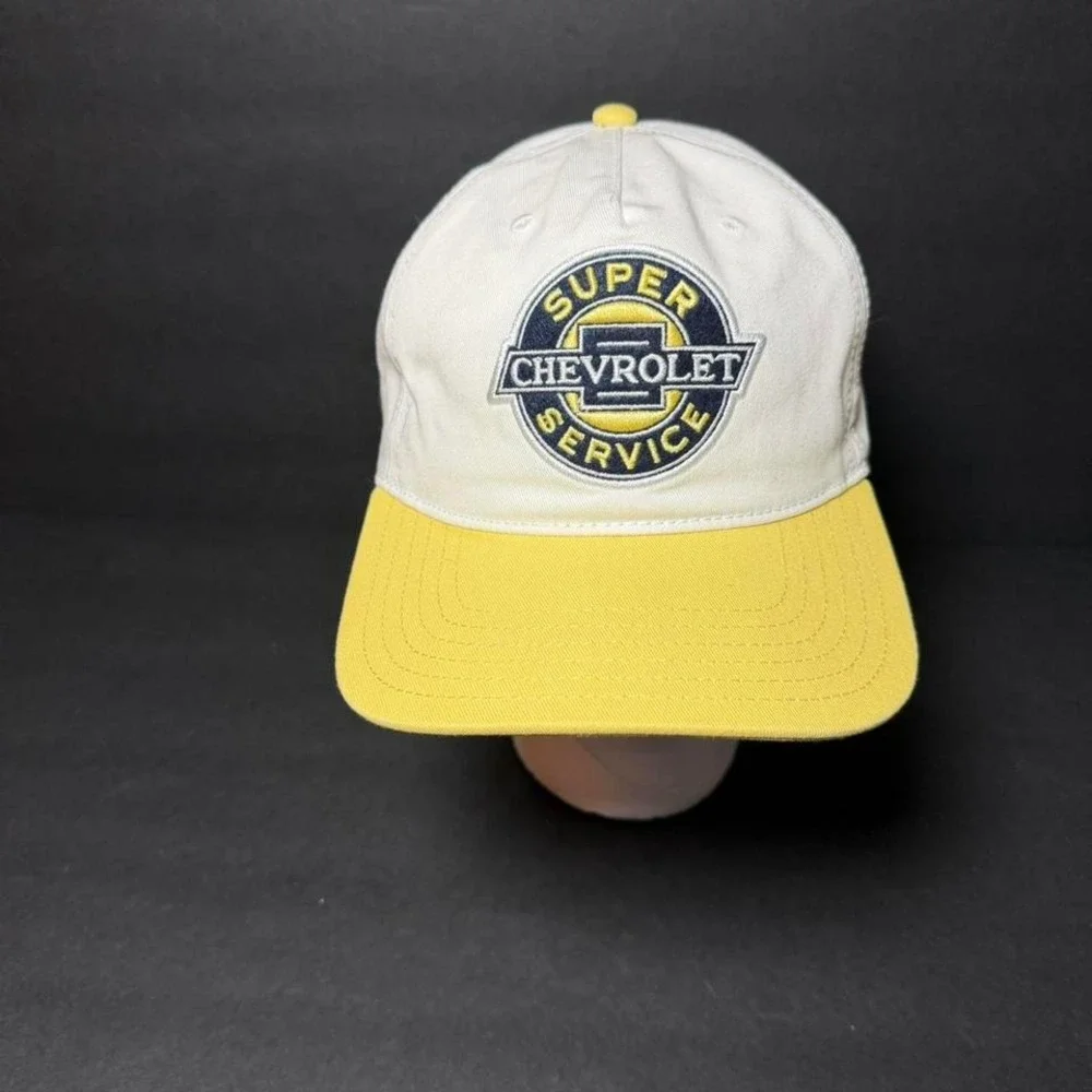 Chevrolet Super Service Snapback Hat GM Official‎ Licensed White Yellow Trucker