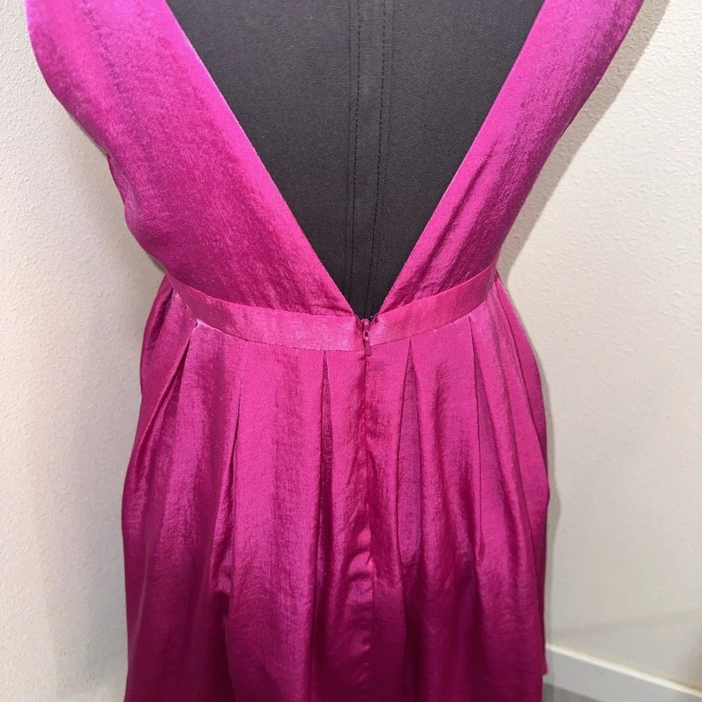 Free People NWT Pink Mini Dress Sleeveless Plunge Fit & Flare Open Back Size 8