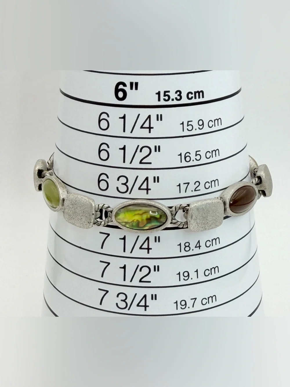 Multi-Stone Silver-Tone Women's Bracelet with Abalone and Colored Inlays
