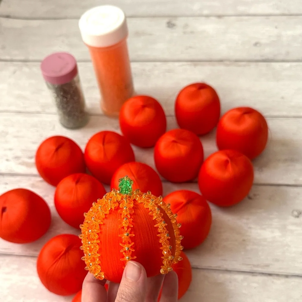 Halloween Beaded Pumpkins Craft Bundle Set Supplies Included Makes 15 Pumpkins