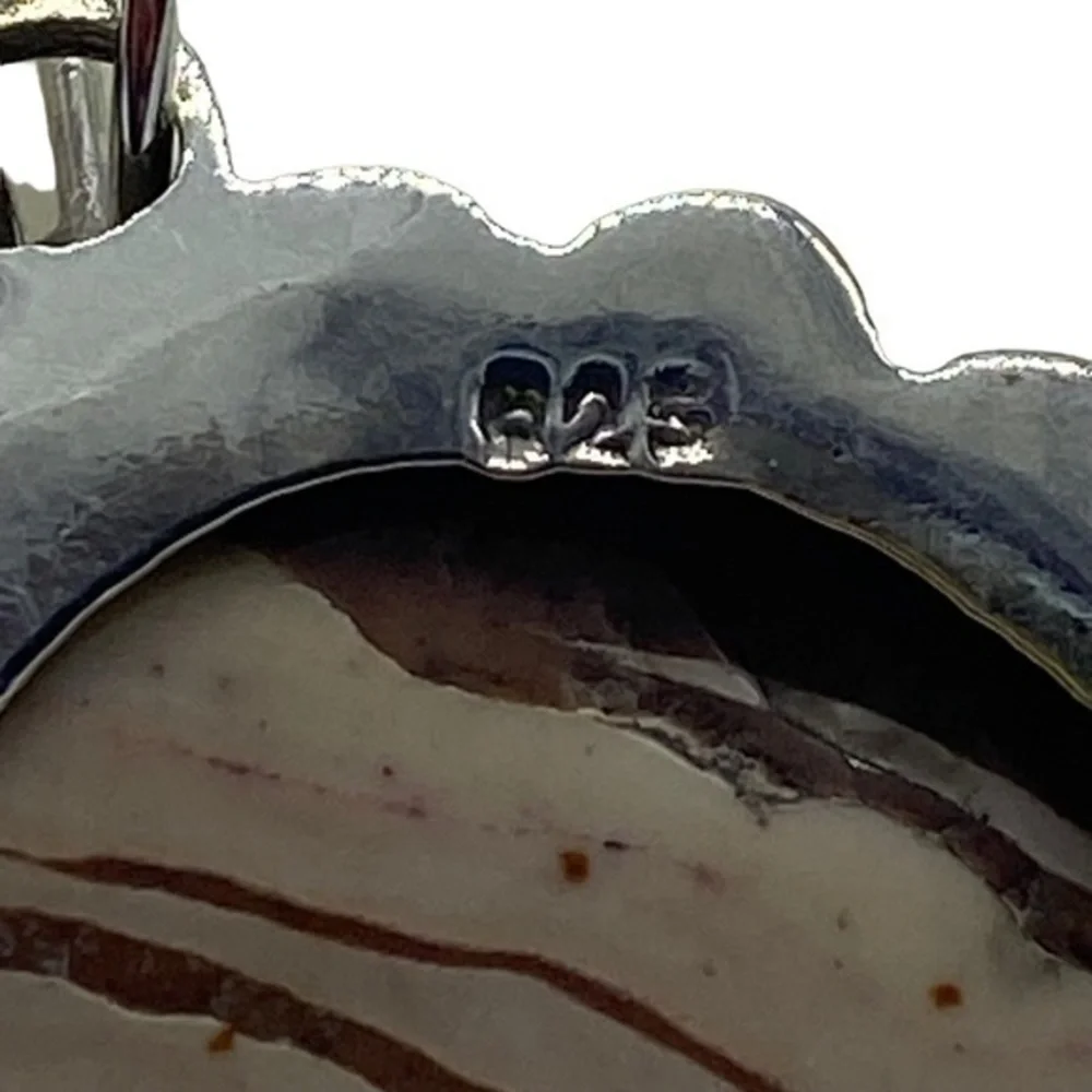 Zebra Jasper Gemstone Sterling Silver 925 Pendant 1.8in