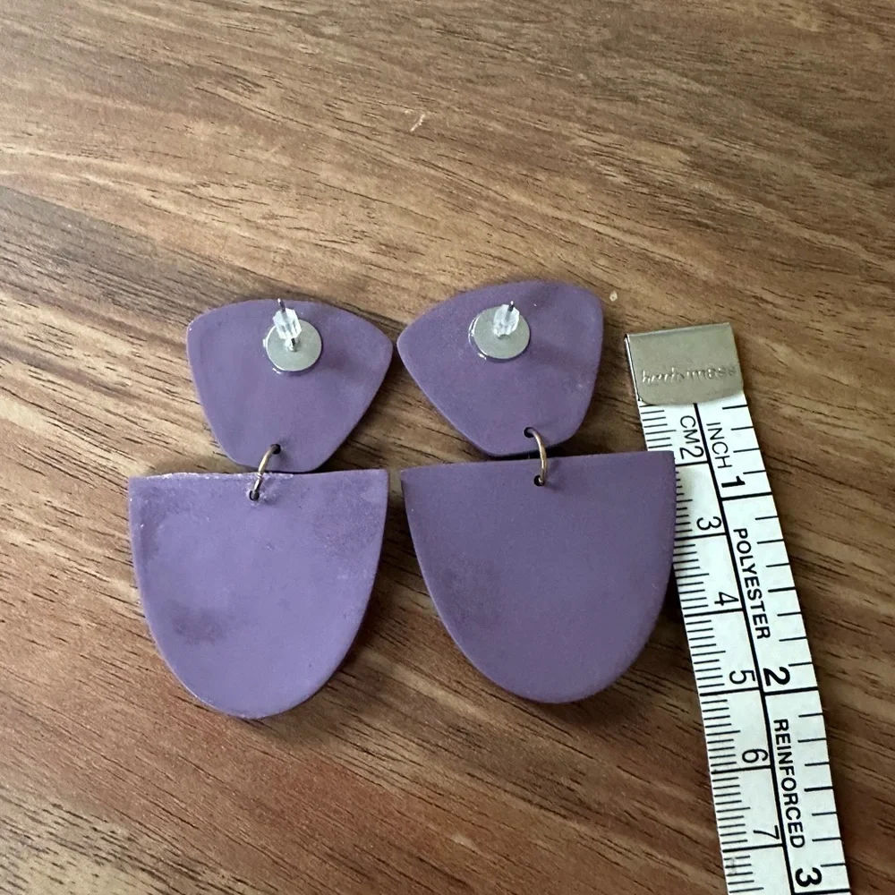 Handmade Purple Enamel Painted Flower Drop Earrings