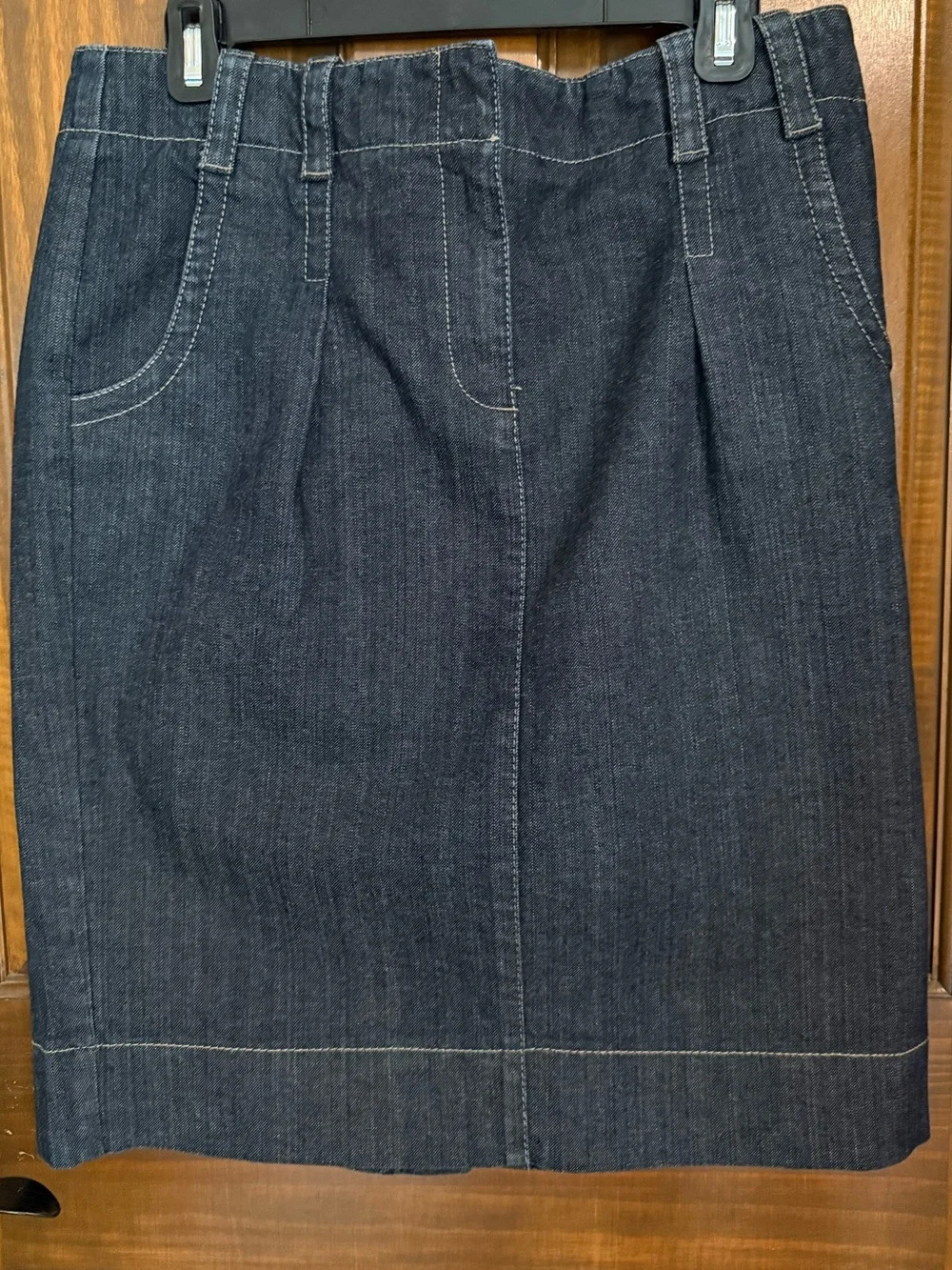 LOFT Dark Indigo Denim Pencil Skirt