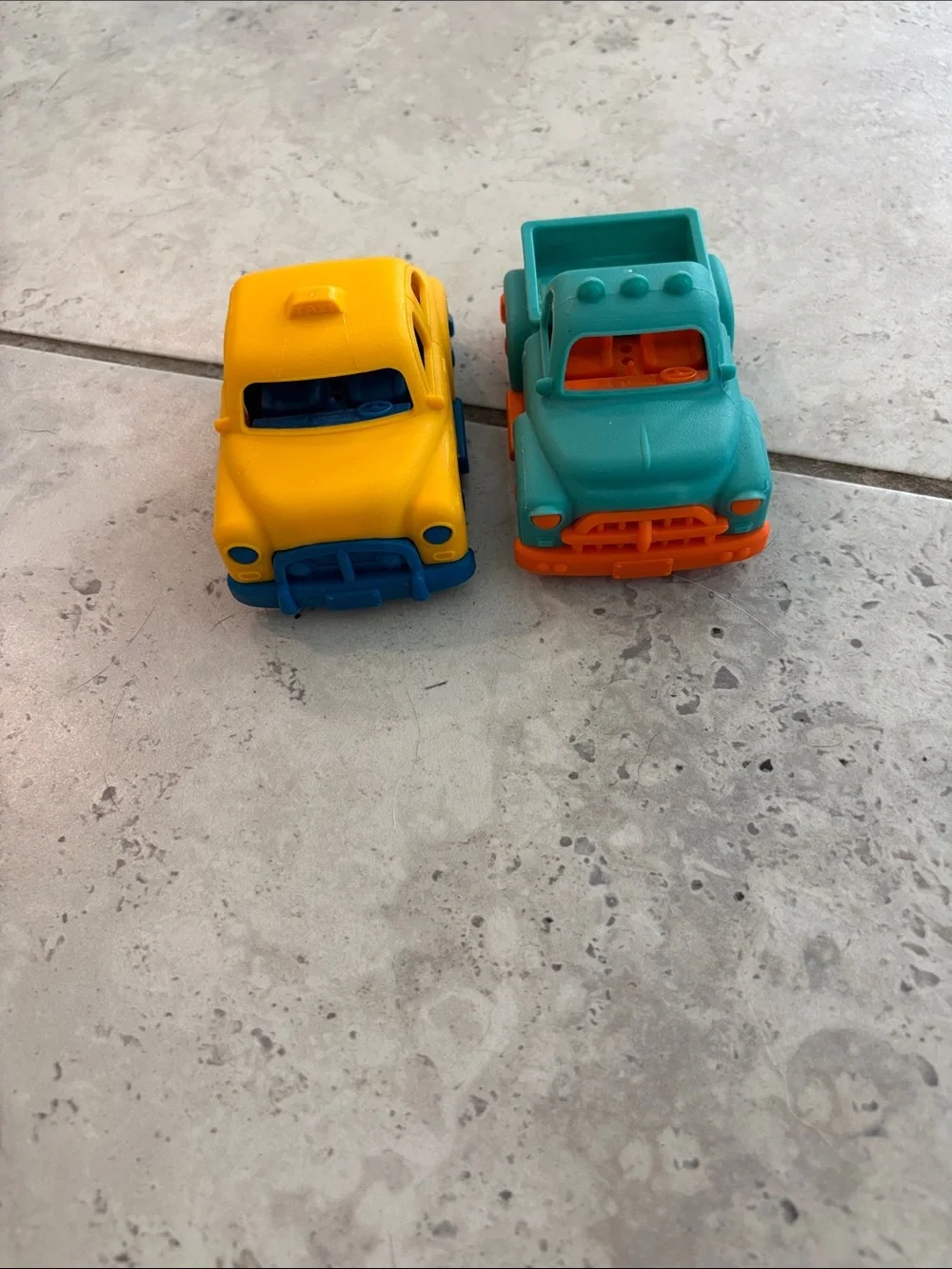 This is a B. Toys Happy Cruisers Mini Taxi and truck