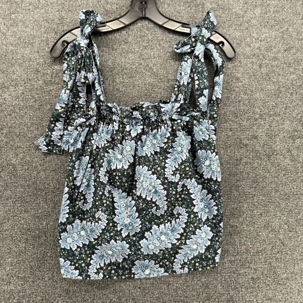 J Crew 90s Top Womens M‎ Blue Floral Babydoll Romantic Fairy Cottage Boho Casual