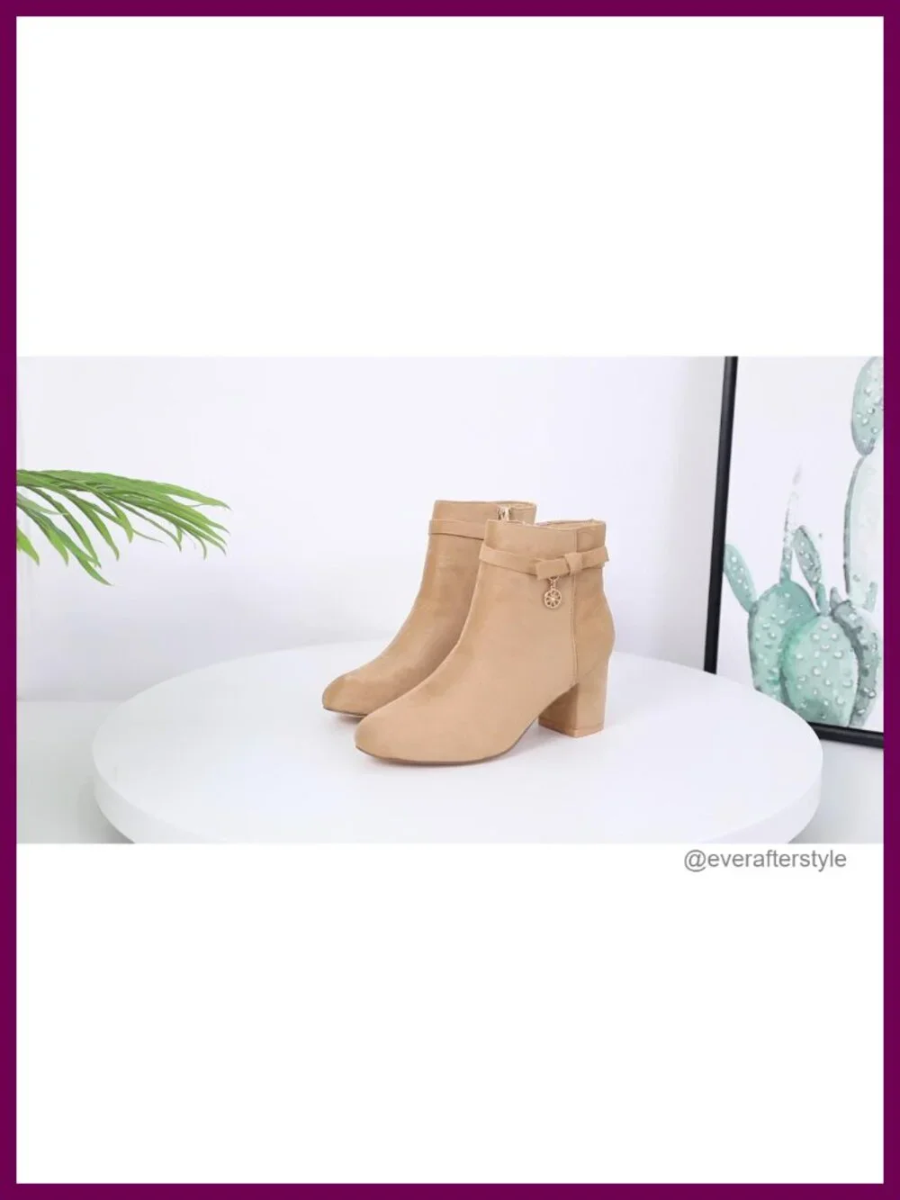 Women's Ankle Boots Chunky Block Low Heel Tie Knot Side Zipper Suede