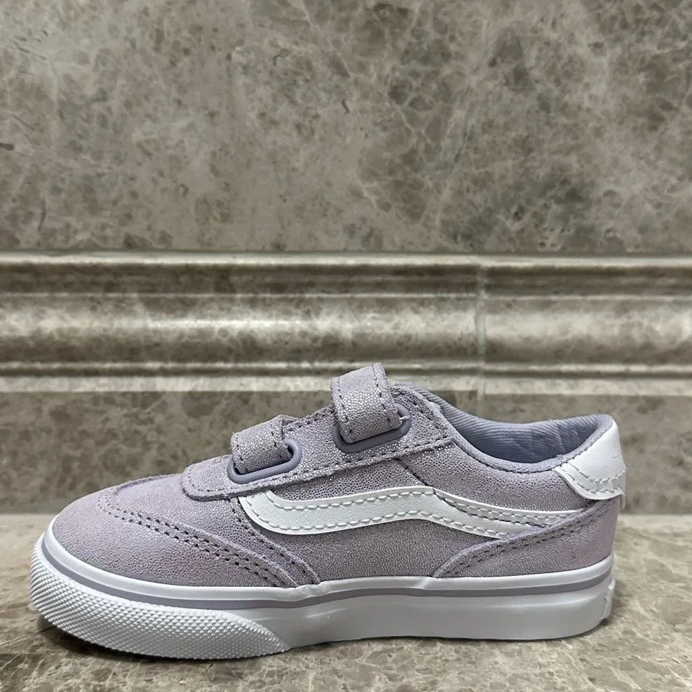 Vans Brooklyn Lifestyle Shoes Canvas NEW Kids Size 8 Purple Shimmer Velcro