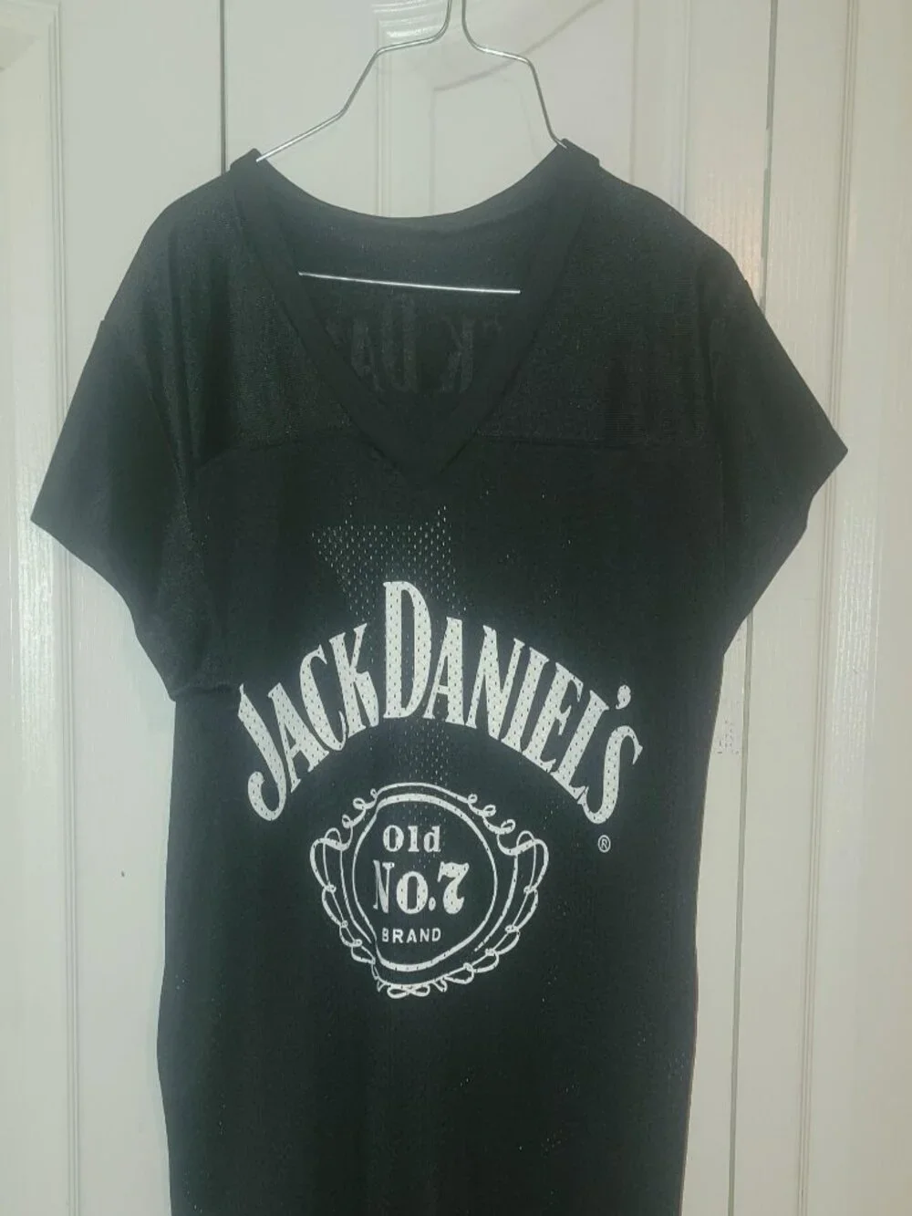 Jack Daniel's Old No. 7 Women's Large Black Mesh Jersey Graphic Shirt