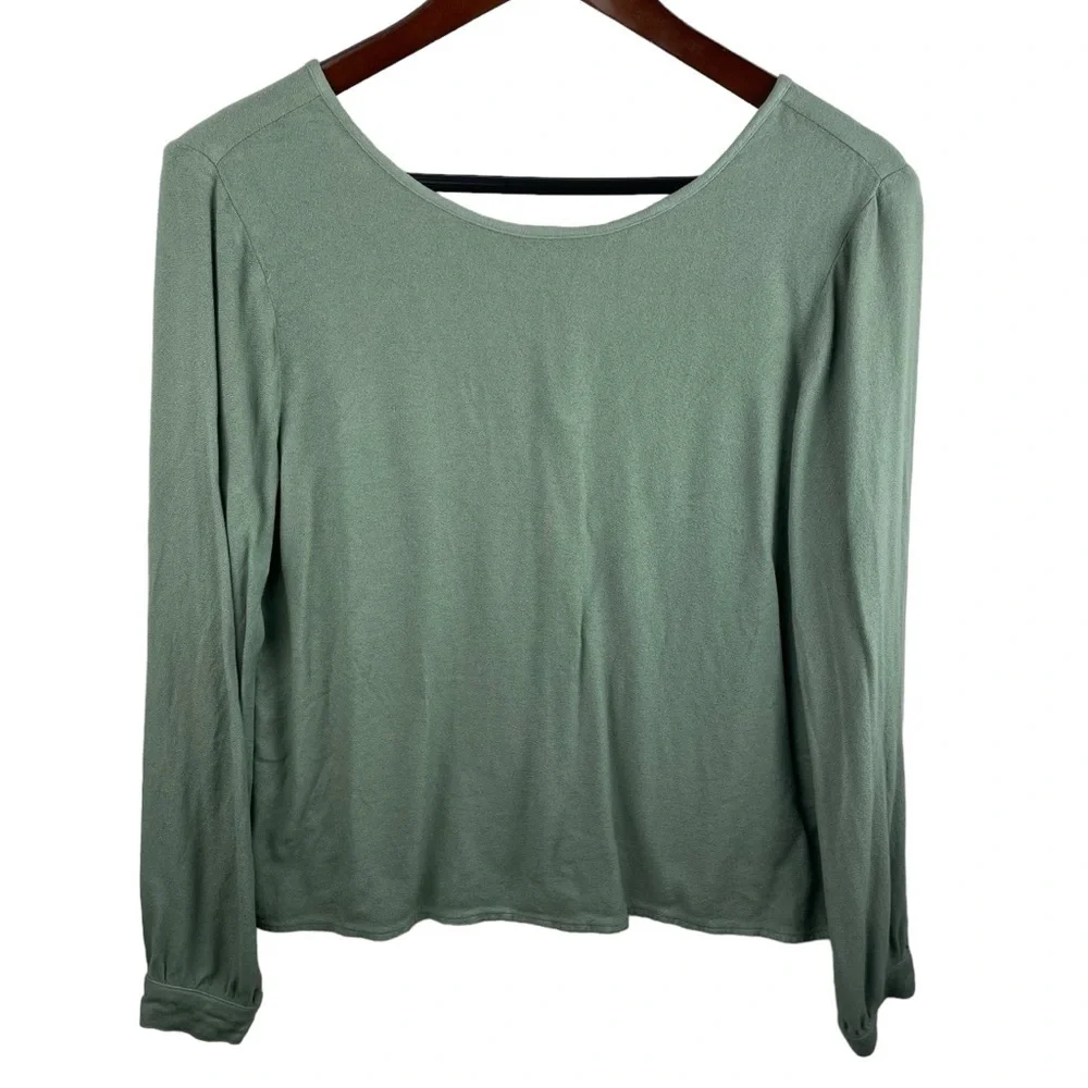 Cloth & Stone | Sage Green Tie Back Button Long Sleeve Top