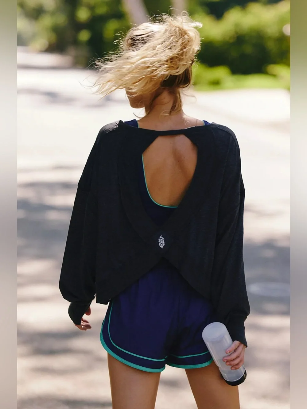 Free People FP Movement My Time Layer Black Motif relaxed fit yoga slouchy crop