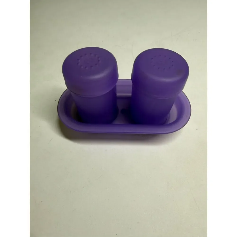 Rare Vintage Purple Salt And Pepper Shaker With Holder