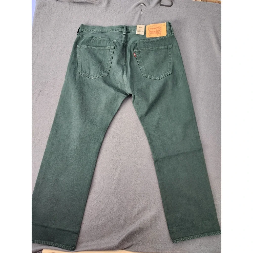 Levi's Mens 36x29 501 Original Straight Leg Jeans Dark Green Button Fly NWT