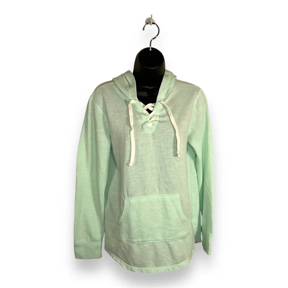 MEDIUM JUNIORS SO MINT HOODIE LACE UP NECKLINE COMFORTABLE SOFT