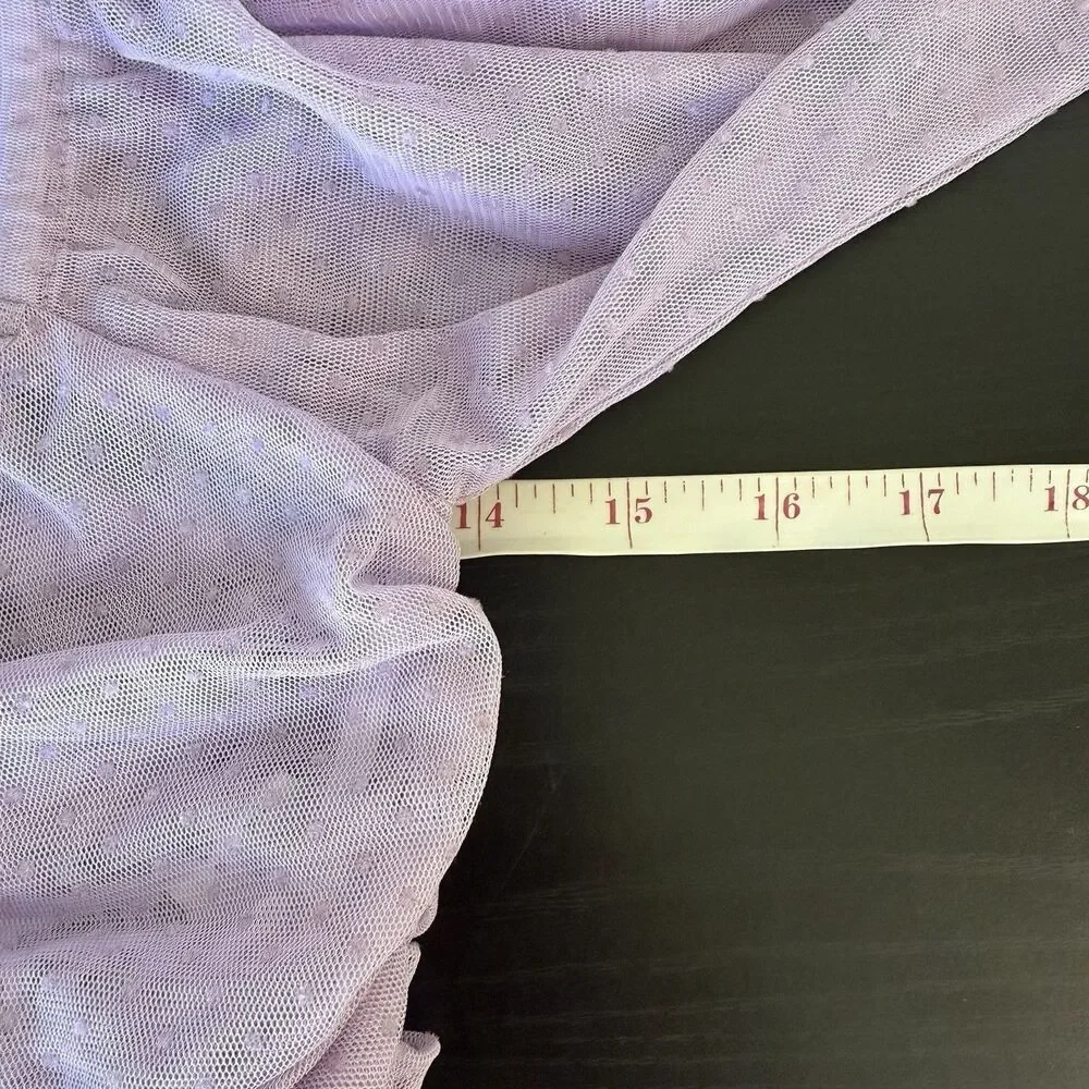ASOS Size 4 Purple Ruched Sheer Swiss Dot Long Sleeve Crop Top