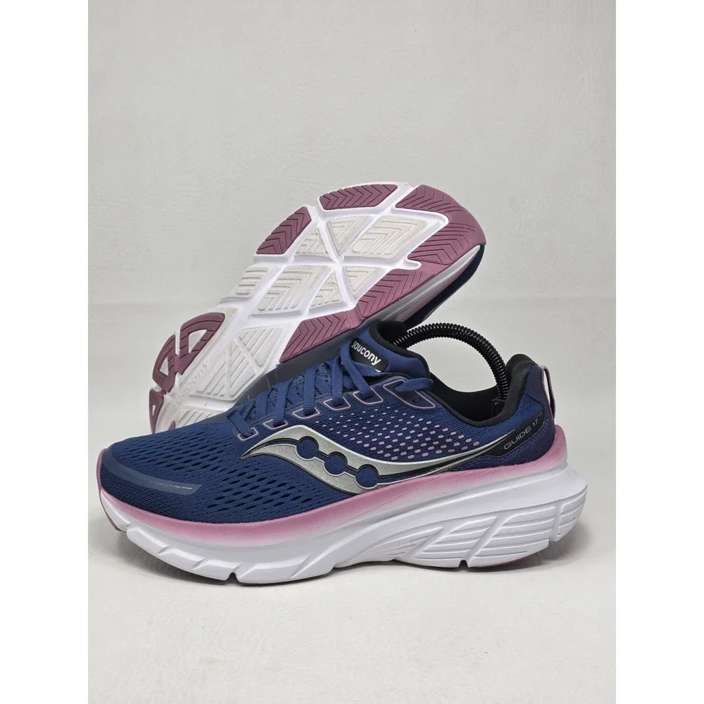 Saucony Womens Size 9.5 Guide 17 Stability Running Shoes Navy/Orchid Pre-owned